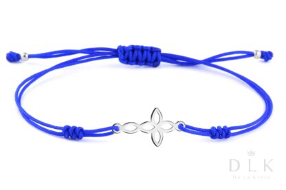 Bransoletka - Niebieski sznurek z krzyżykiem