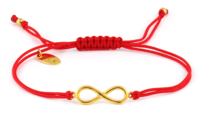 Bransoletka Czerwony sznurek ze złotą nieskończonością