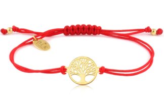 Bransoletka ze złotym Drzewem Życia na czerwonym sznurku