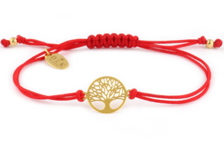 Bransoletka Czerwony sznurek ze złotym drzewem życia