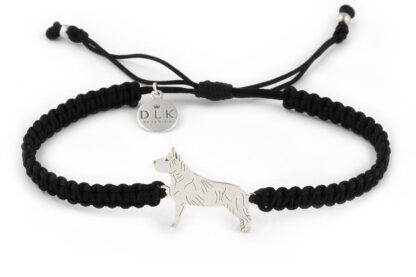 Kolekcja Rasy psów - Bransoletka z amstaffem srebrnym na czarnej makramie