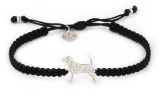 Kolekcja Rasy psów - Bransoletka z beagle srebrnym na czarnej makramie