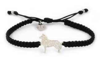 Kolekcja Rasy psów - Bransoletka z husky srebrnym na czarnej makramie