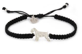 Kolekcja Rasy psów - Bransoletka ze sznaucerem srebrnym na czarnej makramie