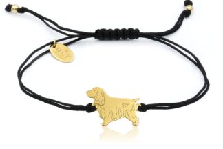 Bransoletka z psem cocker spanielem złotym na sznurku