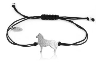 Bransoletka z psem husky srebrnym na sznurku