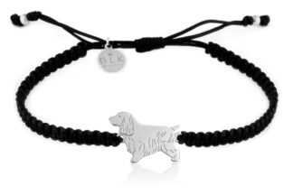 Bransoletka z psem cocker spanielem srebrnym na makramie