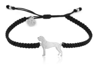 Bransoletka z psem dogiem niemieckim srebrnym na makramie