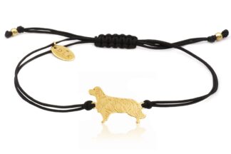 Bransoletka z psem golden retriever złotym na sznurku