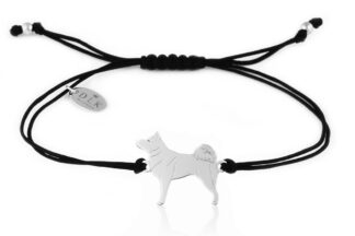 Bransoletka z akitą srebrnym na czarnym sznurku