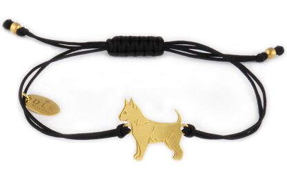 Bransoletka z chihuahua złotym na czarnym sznurku