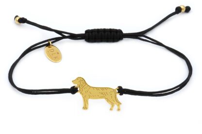 Bransoletka z psem posokowcem złotym na czarnym sznurku