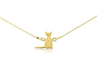 Naszyjnik z kotem abisyńskim złotym na łańcuszku