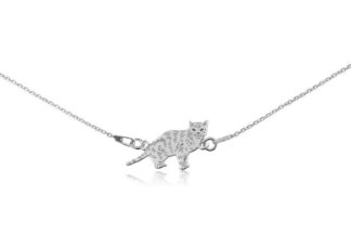 Naszyjnik z kotem europejskim srebrnym na łańcuszku