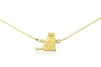 Naszyjnik z kotem perskim złotym na łańcuszku