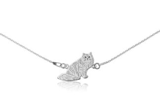 Naszyjnik z kotem syberyjskim srebrnym na łańcuszku