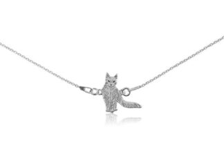Naszyjnik z kotem turecka angora srebrnym na łańcuszku
