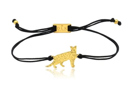 Bransoletka z kotem bengalskim złotym na sznurku