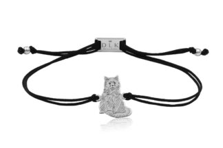Bransoletka z kotem birmańskim srebrnym na sznurku