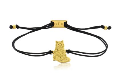 Bransoletka z kotem birmańskim złotym na sznurku