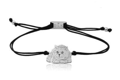 Bransoletka z kotem brytyjskim srebrnym na sznurku