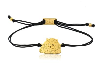 Bransoletka z kotem brytyjskim złotym na sznurku
