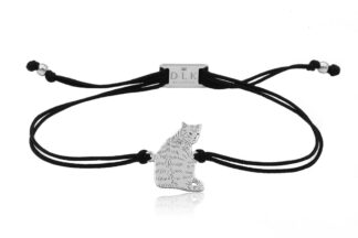 Bransoletka z kotem dachowcem srebrnym na sznurku