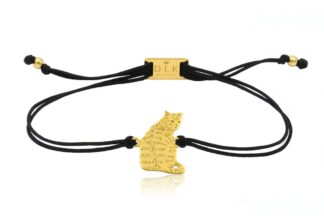 Bransoletka z kotem dachowcem złotym na sznurku
