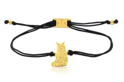 Bransoletka z kotem main coon złotym na sznurku