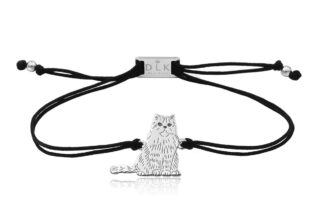 Bransoletka z kotem perskim srebrnym na sznurku