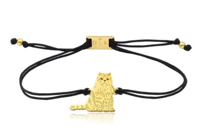 Bransoletka z kotem perskim złotym na sznurku