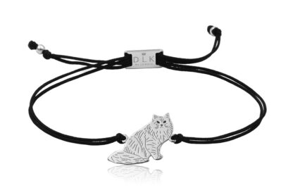 Bransoletka z kotem syberyjskim srebrnym na sznurku