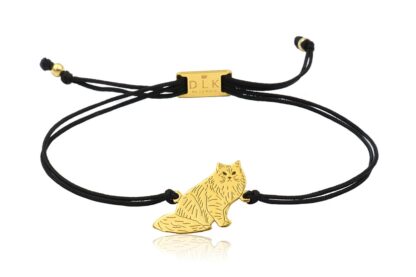 Bransoletka z kotem syberyjskim złotym na sznurku