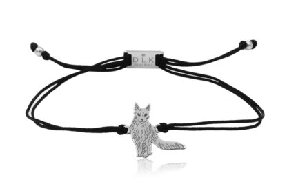 Bransoletka z kotem turecka angora srebrnym na sznurku