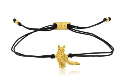 Bransoletka z kotem turecka angora złotym na sznurku