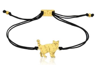 Bransoletka z kotem brytyjskim złotym na sznurku