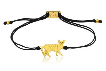 Bransoletka z kotem orientalnym złotym na sznurku