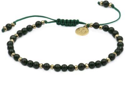Bransoletka szmaragd Nilu z hematytem na zielonym sznurku