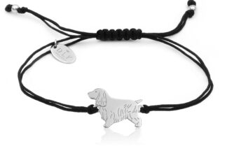 Bransoletka z psem cocker spanielem srebrnym na sznurku