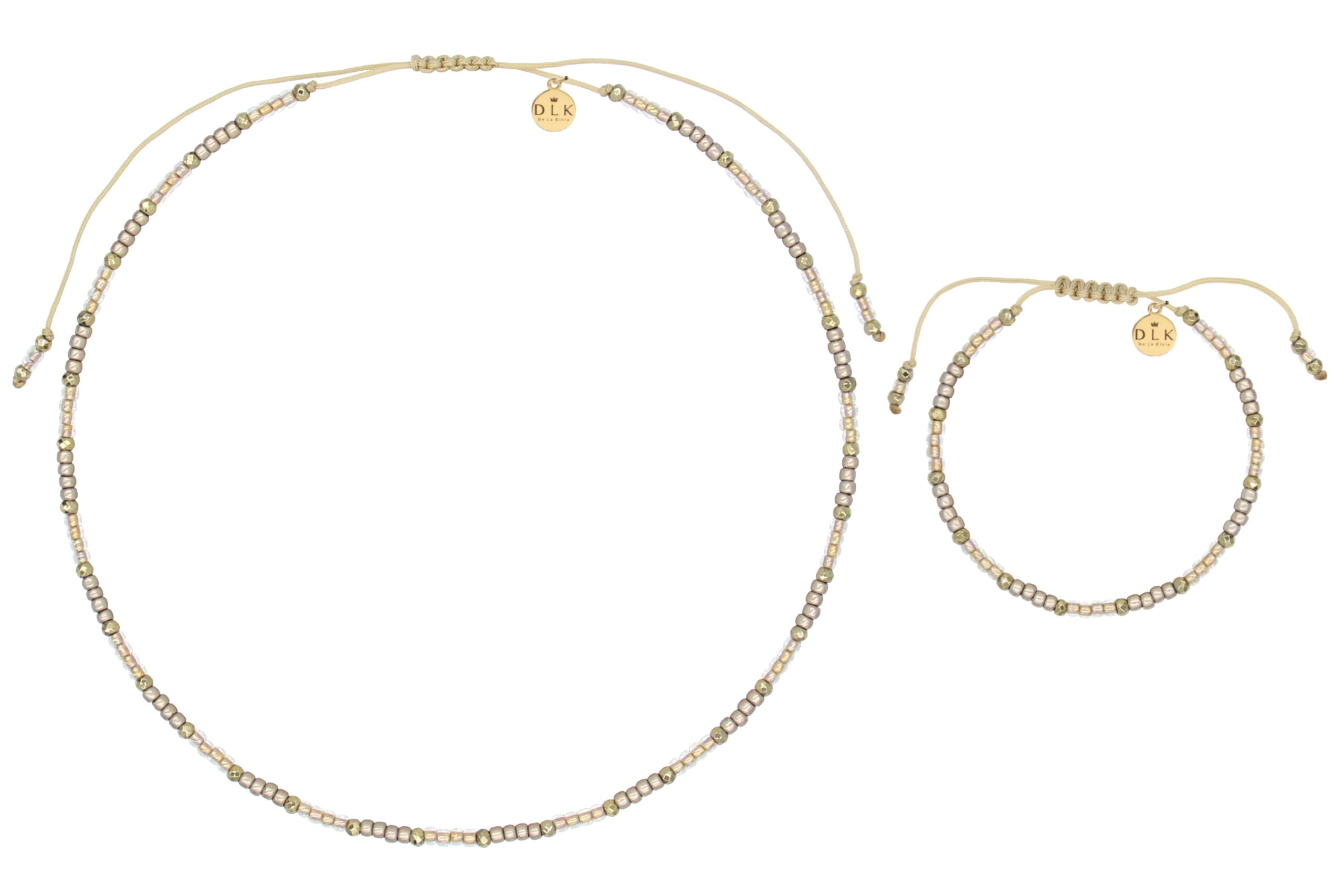 Naszyjnik i bransoletka z koralików PERŁOWE ZŁOTO